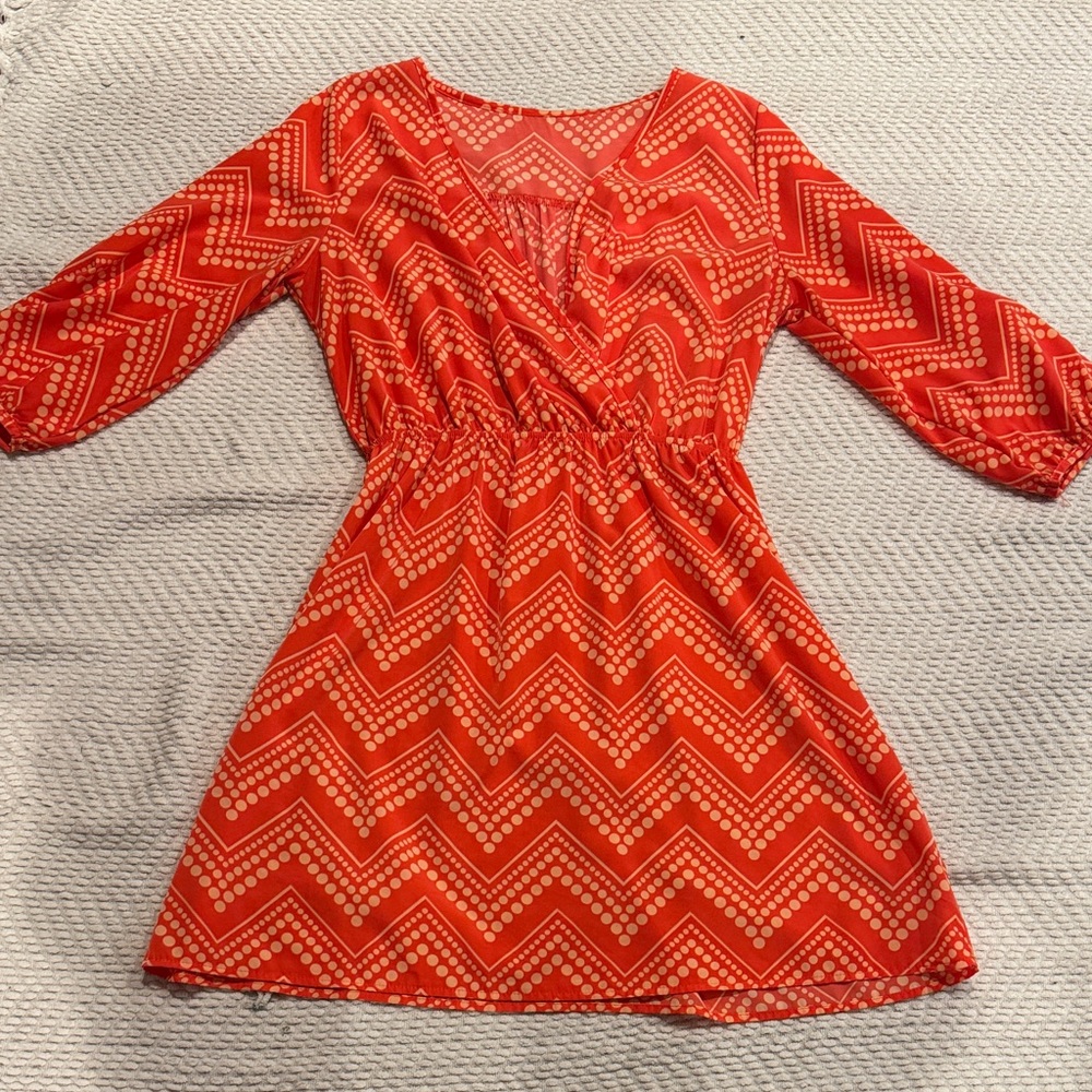 Source Unknown Red Chevron Dress